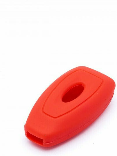 Silicone Car Key Cover Case Car Safety with 3 Buttons for Ford Red