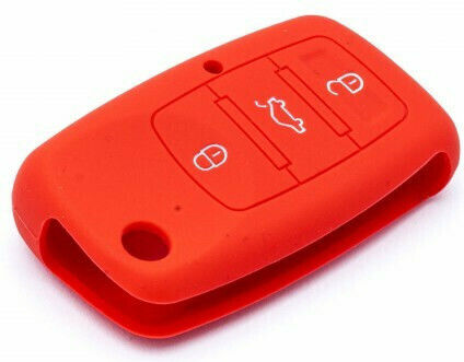 Silicone Car Key Cover Case Car Safety with 3 Buttons for Seat / Skoda / VW Red