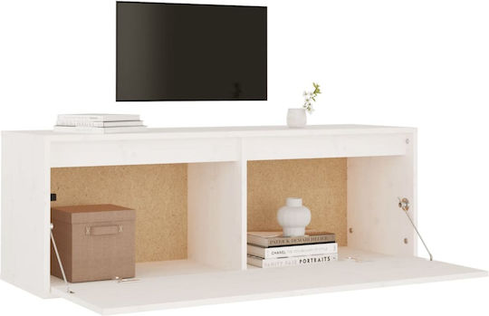 Hanging Living Room Cabinet Made of Solid Wood White 100x30x35cm