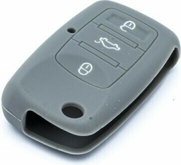 Θήκη Κλειδιού Car Safety από Σιλικόνη με 3 Κουμπιά για Seat / Skoda / VW σε Γκρι Χρώμα