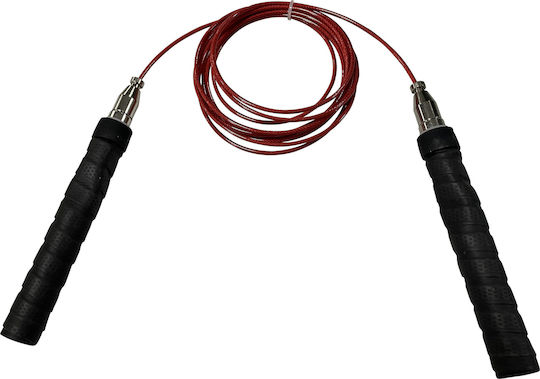 AMILA Wire / PVC Jump Rope with Ball Bearings Red Speed Rope Powergrip SL 3m