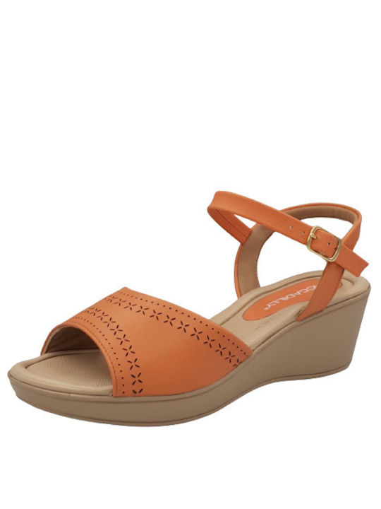 Piccadilly Anatomic Women's Ankle Strap Platforms Orange