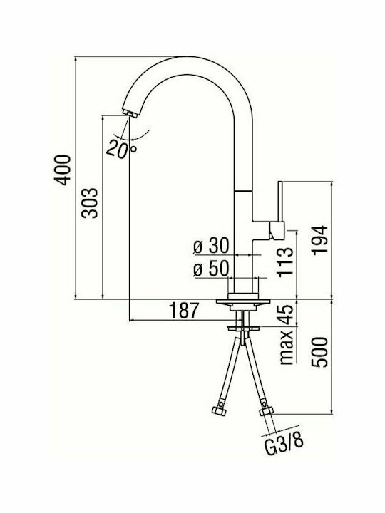 Nobili Küchenarmatur für den Zähler in Grau Nobili Küchenarmatur für den Zähler in Grau
