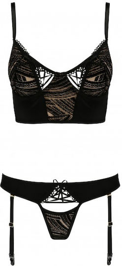 Casmir Lingerie Lara Bügel- und Slip-Set Sexy Dessous-Sets Mit Spitze Schwarz 2 Stück