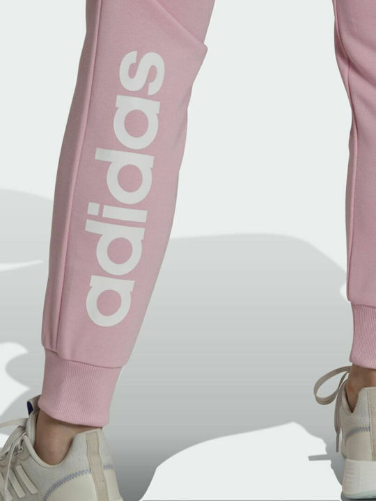 Essentials French Terry Παντελόνι Φόρμας με Λάστιχο True Pink / White