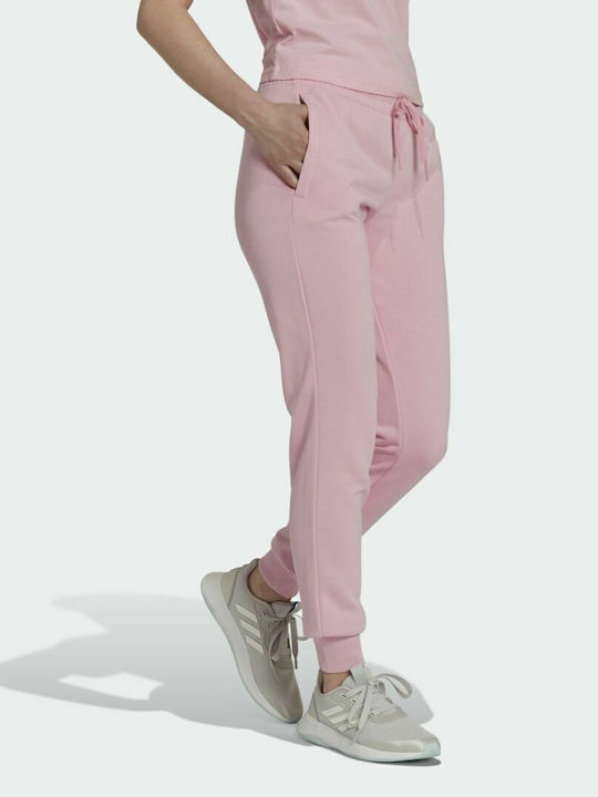Essentials French Terry Παντελόνι Φόρμας με Λάστιχο True Pink / White
