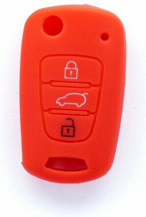 Silicone Car Key Cover Case Car Safety with 3 Buttons for Hyundai / Kia Red