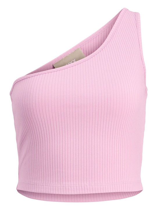Γυναικείο Καλοκαιρινό Crop Top Off-Shoulder Βαμβακερό με έναν Ώμο Violet Tulle