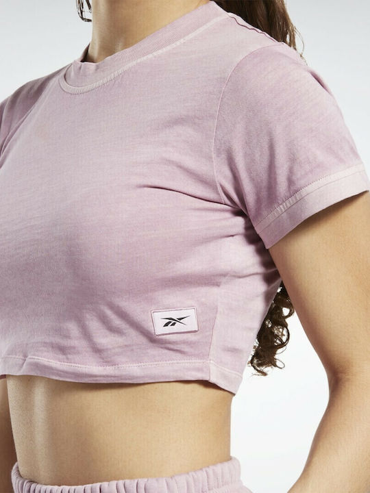 Classics Natural Dye Women's Summer Crop Top Cotton Short Sleeve Infused Lilac
