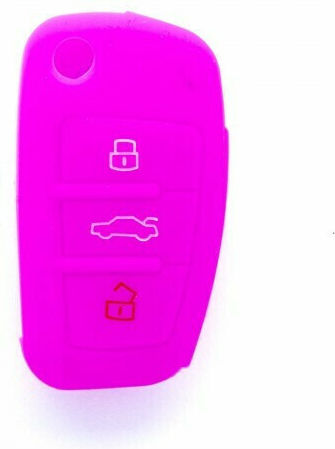 Husă Pentru Chei Auto Car Safety Din Silicon Cu 3 Butoane Pentru Audi În Culoare Roz
