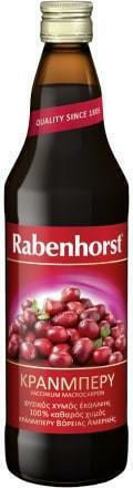 Rabenhorst Βιολογικός Χυμός Cranberry Χωρίς Προσθήκη Ζάχαρης 750ml