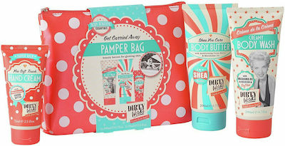 Dirty Works Pamper Bag Skin Care Set for Cleaning Body Cleaning with Bubble Bath , Body Cream , Hand Cream & Toiletry Bag