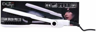 ID Italian Steam Brush 2.0 Hair Straightener with Steam & Ceramic Plates 80W