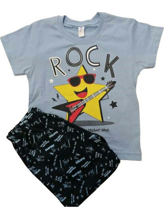 Dreams by Joyce Pijamale Copii Vara Albastru Deschis Rock Star