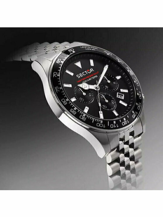 Sector 230 Men's Watch 43mm Chronograph Battery with Silver Metal Bracelet