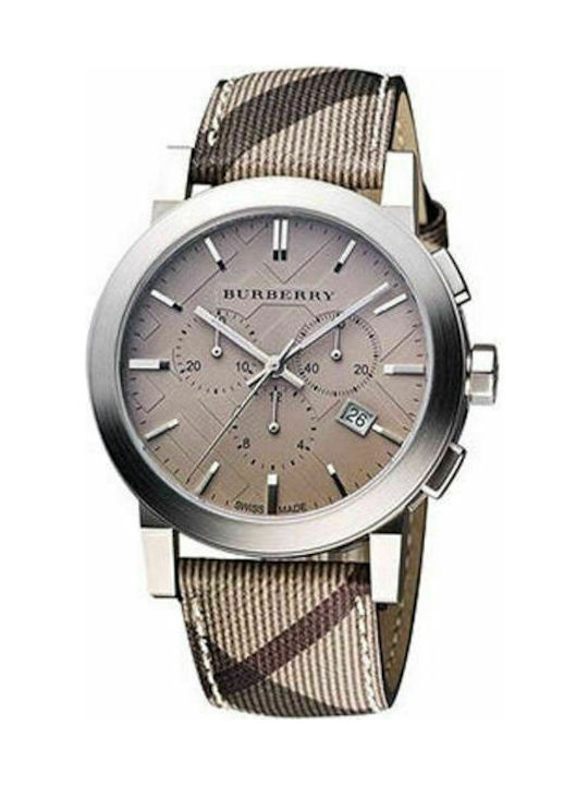 Burberry Watch Chronograph with Beige Leather Strap