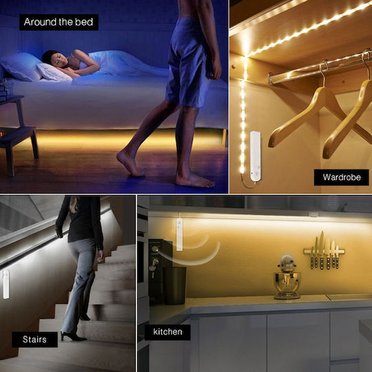 Arrango Ταινία LED USB 5V Φυσικό Λευκό Φως 1m Τύπου SMD2835 με Αισθητήρα Κίνησης & Τροφοδοτικό