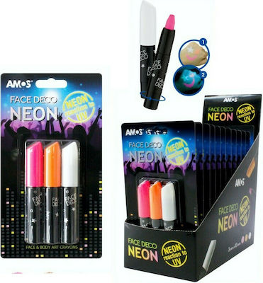 Carnival Face Painting Deco Neon Multicolour 3pcs