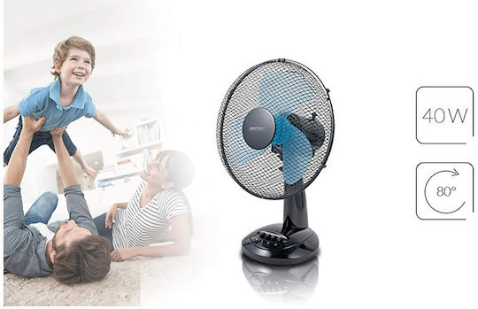 MPM Tischgerät Ventilator 40W Lüfterdurchmesser 34,5cm Schwarze