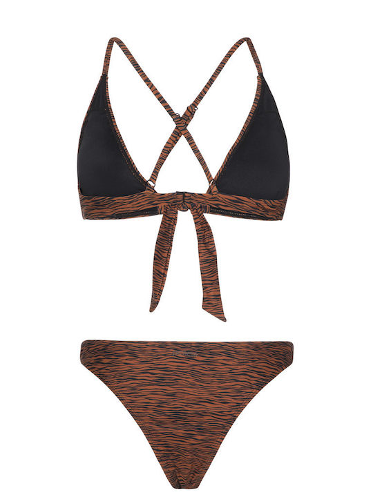 Set Bikini Τριγωνάκι με Αφαιρούμενη Ενίσχυση Animal Print Καφέ
