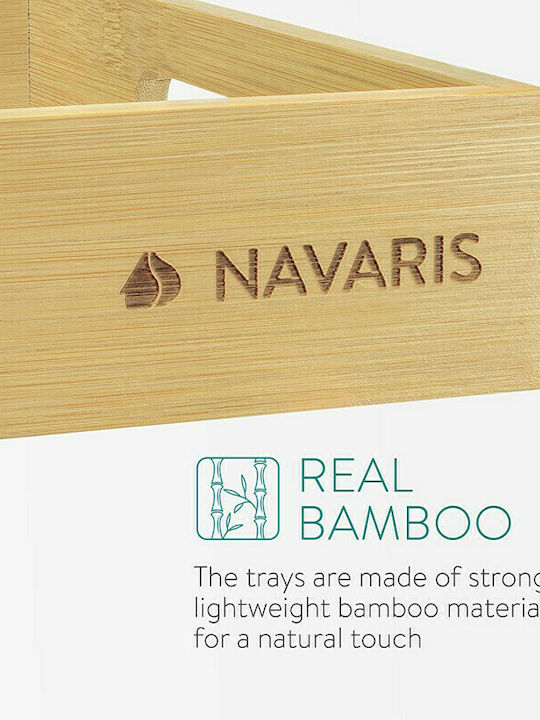 Navaris Bamboo Rechteckig Serviertablett aus Bambus mit Griffen in Beige Farbe 53446.03 1Stück