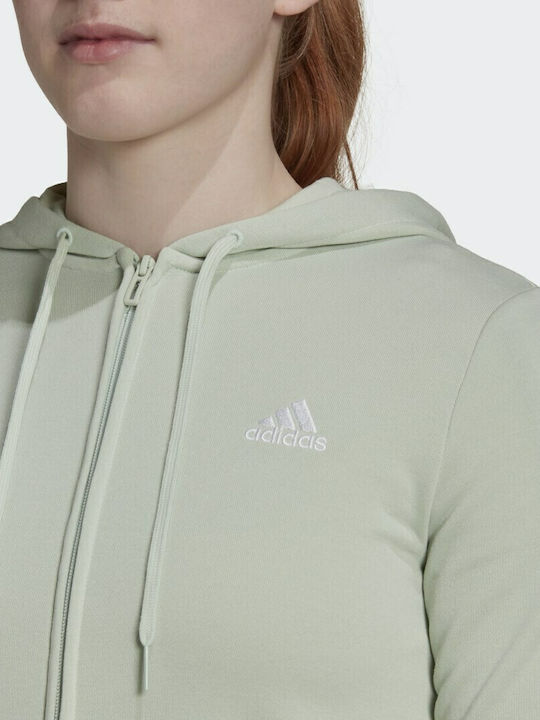 Essentials Damen Sweatshirtjacke Kapuzen Linen Green