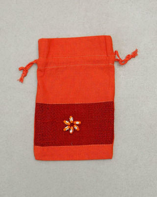 Pennie Pouch for Wedding Favors Orange From Utah with Beaded Embroidery 15x25cm Orange