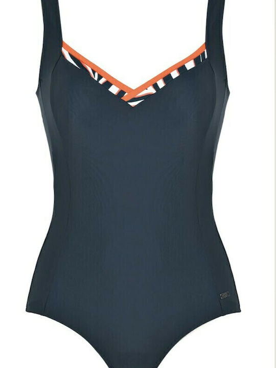 Swimsuit With Light Padding For Large Bust Navy Blue