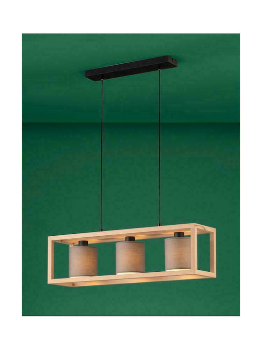 Eglo Granados Pendant Light Three-Light Rail for Socket E27 Brown