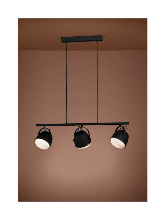 Eglo Upanema Pendant Light Three-Light Rail for Socket E27 Black