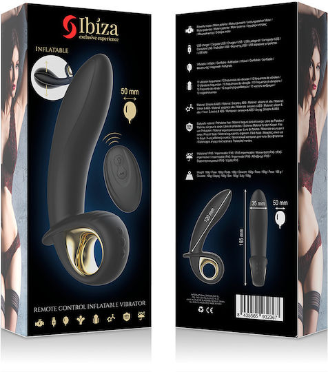 Ibiza Remote Control Inflatable Vibrator Δονητής G-Spot με Απομακρυσμένο Έλεγχο 16.5cm Μαύρος