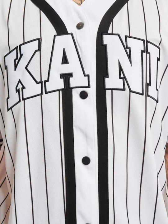 Serif Pinstripe Baseball T-shirt Λευκό