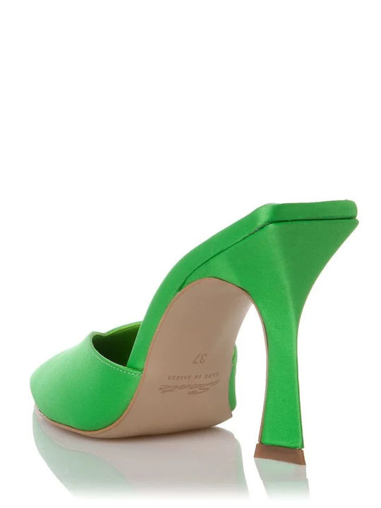 Satin Mule cu Subțire cu gleznă înaltă Toc în Culoare Verde