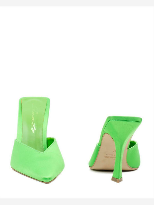 Satin Mule cu Subțire cu gleznă înaltă Toc în Culoare Verde