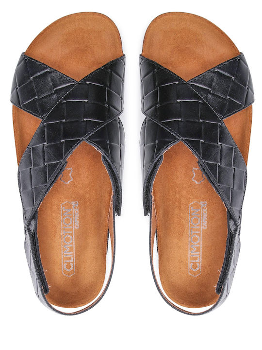 Leather Women's Flat Sandals Anatomic in Black Color