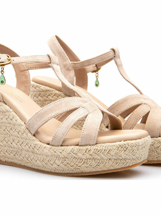 Damenplattformen Beige