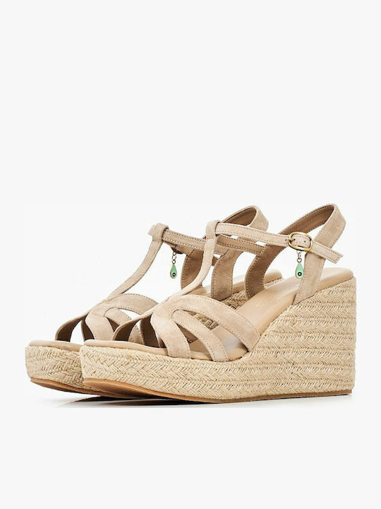 Damenplattformen Beige