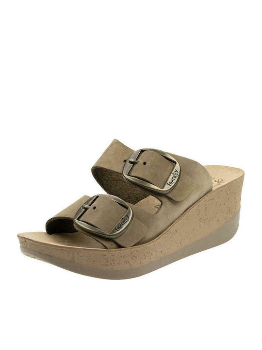 Helena Anatomic Women's Leather Platform Wedge Sandals Brown