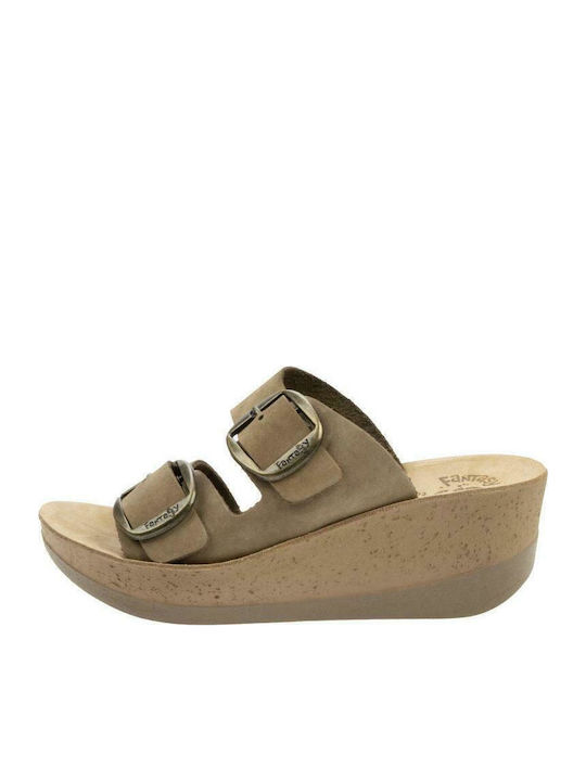 Helena Anatomic Women's Leather Platform Wedge Sandals Brown