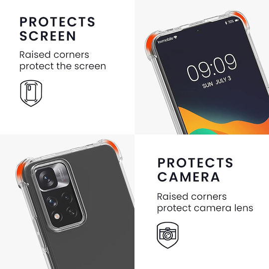 KWmobile Umschlag Rückseite Silikon mit Band Transparent / Black (Redmi Note 11 Pro+ 5G)