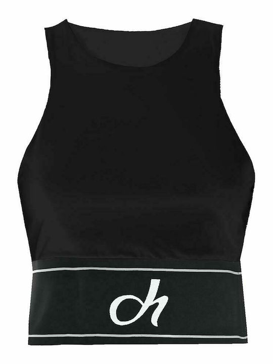 Women's Athletic Crop Top Sleeveless Black