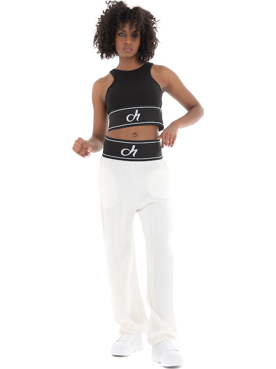 Women's Athletic Crop Top Sleeveless Black