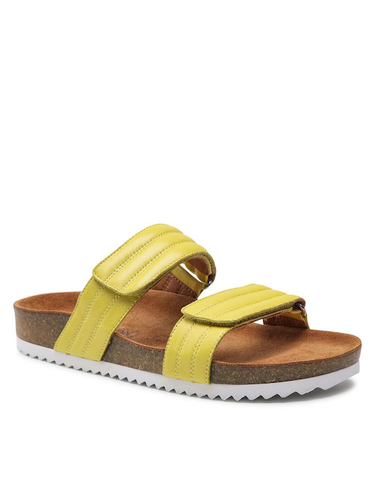 Caprice Leather Women's Flat Sandals Anatomic Lime