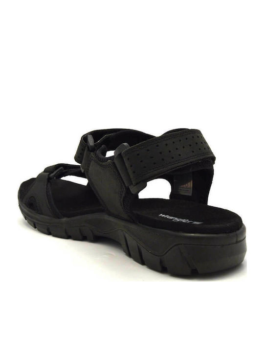 Cliff Outdoor Δερμάτινα Ανδρικά Σανδάλια σε Μαύρο Χρώμα