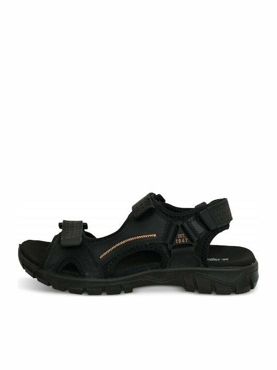 Cliff Outdoor Δερμάτινα Ανδρικά Σανδάλια σε Μαύρο Χρώμα