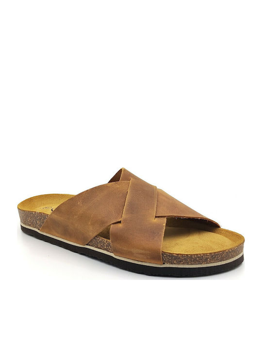 Leder Herrensandalen in Tabac Braun Farbe