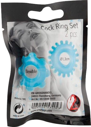 You2Toys Cock Ring Set Transparent Blue 2τμχ