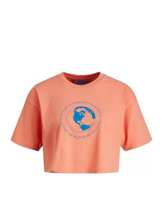 Women's Summer Crop Top Cotton Short Sleeve Orange