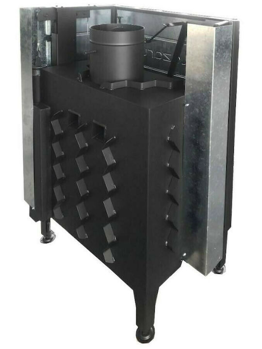 Lazaru e-Corner 90/51 Ενεργειακό Τζάκι Ξύλου Αερόθερμο 12kW Αριστερή Γωνία με Συρόμενη Ανοιγόμενη Πόρτα με Kit Βεντιλατέρ