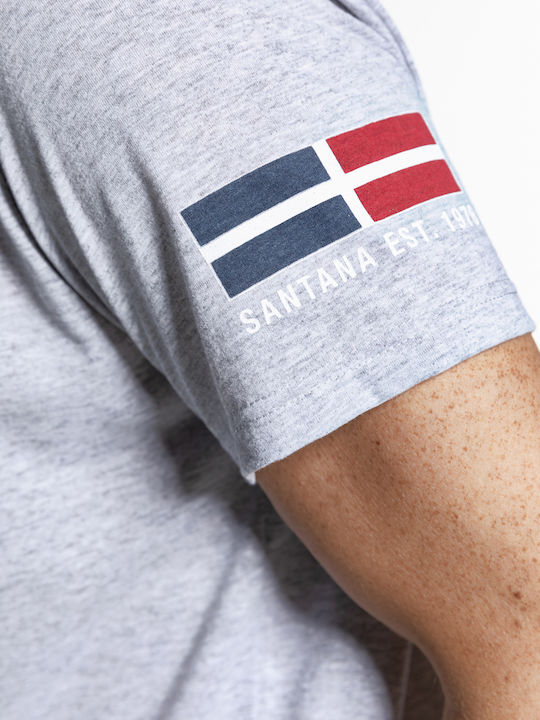 Snta T-shirt with Arctic Ocean+Sleeve Flag Print - Black and Grey